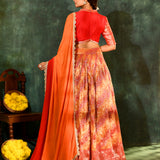 Bright Red Tissue Silk Lehenga Set