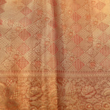 Copper Peach & Red Kanjivaram Silk Saree