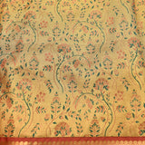 Cream Gold Meenakari Kanjivaram Silk Saree With Deep Red Border