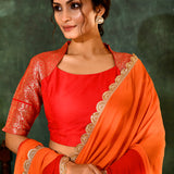 Bright Red Tissue Silk Lehenga Set