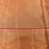 Cream Gold Meenakari Kanjivaram Silk Saree With Deep Red Border
