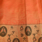 Orange & Gold Shikargah Kanjivaram Silk Saree With Bird Medallion Border