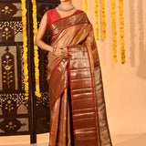 Antique Gold Tissue Butti Kanjivaram Silk Saree