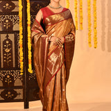 Antique Gold Tissue Butti Kanjivaram Silk Saree