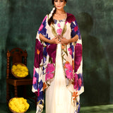 White Crepe Silk Floral Indo-Western Set