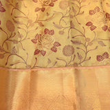 Lime Gold Meenakari Kanjivaram Tissue Silk Saree With Gold Border