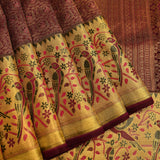Deep Maroon & Gold Meenakari Parrot Kanjivaram Silk Saree