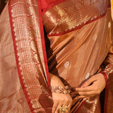 Antique Gold Tissue Butti Kanjivaram Silk Saree