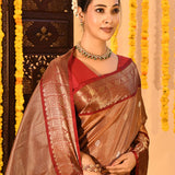 Antique Gold Tissue Butti Kanjivaram Silk Saree