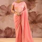 Petal Blush Embroidered Silk Blend Saree