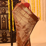 Antique Gold Tissue Butti Kanjivaram Silk Saree