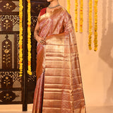Rose Gold Floral Brocade Tissue Kanjivaram Silk Saree