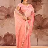 Petal Blush Embroidered Silk Blend Saree