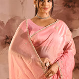 Petal Blush Embroidered Silk Blend Saree