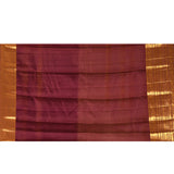 Burnished Amber Checked Contrast Border Tissue Kanjivaram Saree