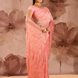Blush Petal Floral Jaal Silk Blend Embrodiery Saree