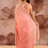 Blush Petal Floral Jaal Silk Blend Embrodiery Saree
