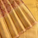 Rust & Gold Zari Floral Butti Kanjivaram Silk Saree
