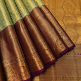 Mint Green & Purple Kanjivaram Silk Saree With Gold Zari Pallu