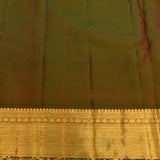 Dark Green & Red Meenakari Kanjivaram Silk Saree With Gold Pallu