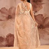 Champagne Bloom Floral Jaal Tissue Embrodiery Saree