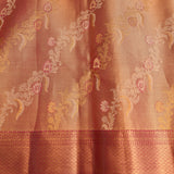 Peach Tissue Silk Kanjivaram Saree With Magenta Border And Gold Paisley Pallu