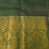 Crimson Red & Teal Meenakari Kanjivaram Silk Saree With Gold Border