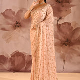 Blush Petal All-Over Embroidery Silk Blend Saree