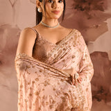 Blush Petal All-Over Embroidery Silk Blend Saree