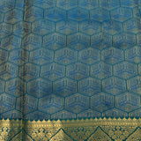 Teal Peacock Blue & Gold Zari Kanjivaram Silk Saree