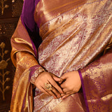 Royal Purple Tissue Checked Kanjivaram Saree