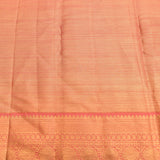 Coral Pink & Gold Chevron Kanjivaram Silk Saree With Paisley Border