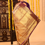 Royal Purple Tissue Checked Kanjivaram Saree