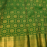 Emerald Green & Gold Zari Kanjivaram Silk Saree With Floral Medallion Body