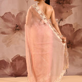 Peach Nectar Butti Tissue Embrodiery Saree