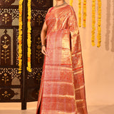 Coral Orange With Floral Jaal Zari Kanjivaram Silk Saree