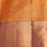 Mango Orange & Lavender Kanjivaram Silk Saree With Gold Pallu