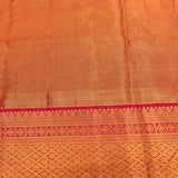 Gold Tissue Kanjivaram Silk Saree With Large Floral Body And Magenta Border