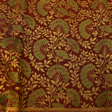 Deep Maroon & Green Flowering Tree Kanjivaram Silk Saree With Gold Border