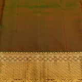 Hot Pink & Gold Zari Kanjivaram Silk Saree With Olive Green Picot Edge