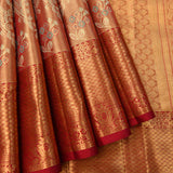 Peacock Teal Kanjivaram Silk Saree With Gold Zari Paisley Weave