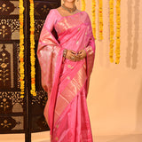 Baby Pink With Butti Kanjivaram Silk Saree