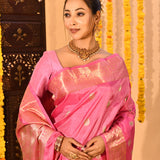 Baby Pink With Butti Kanjivaram Silk Saree