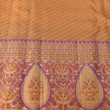 Royal Purple Kanjivaram Silk Saree With Dual Tone Gold Copper Zari Jaal Weave