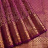 Violet Magenta Kanjivaram Silk Saree With Gold Zari Butti And Jaal Weave