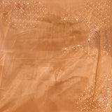 Marigold Yellow With Floral Stone Embellished Border Organza Saree