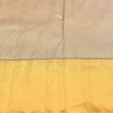 Ivory Cream Kanjivaram Silk Saree With Gold And Red Zari Floral Jaal Border