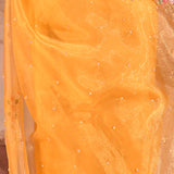 Marigold Yellow With Floral Stone Embellished Border Organza Saree