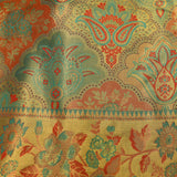 Golden Tissue Kanjivaram Silk Saree With Multicolour Zari Floral Jaal Weave And Teal Border