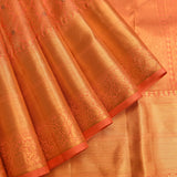 Burnt Orange Kanjivaram Silk Saree With Self Tone Gold Zari Butti And Floral Weave